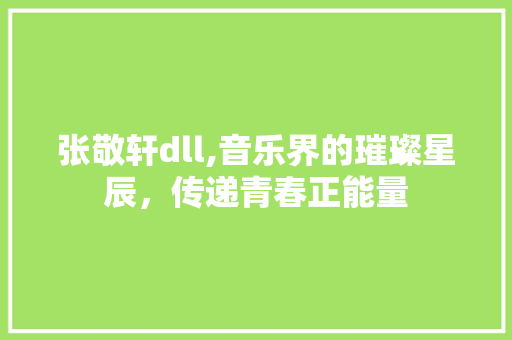 张敬轩dll,音乐界的璀璨星辰，传递青春正能量