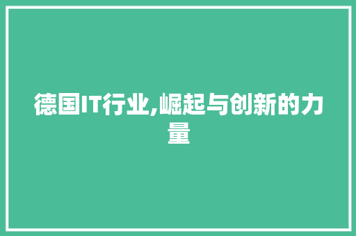 德国IT行业,崛起与创新的力量