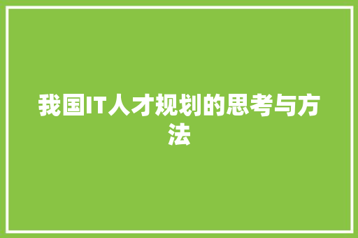 我国IT人才规划的思考与方法