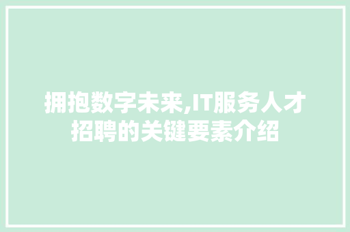 拥抱数字未来,IT服务人才招聘的关键要素介绍