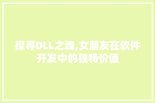 探寻DLL之魂,女朋友在软件开发中的独特价值