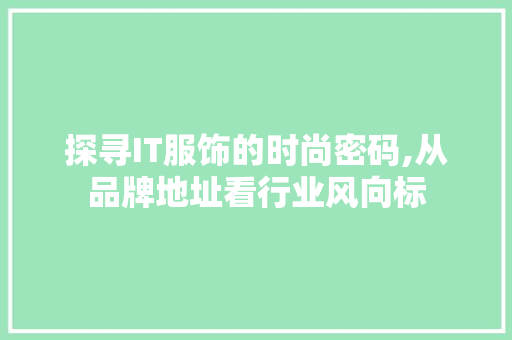 探寻IT服饰的时尚密码,从品牌地址看行业风向标