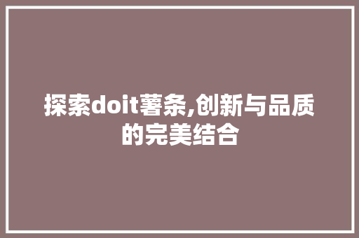 探索doit薯条,创新与品质的完美结合 Node.js