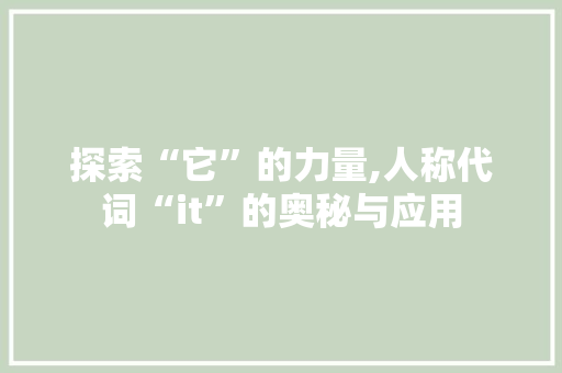 探索“它”的力量,人称代词“it”的奥秘与应用