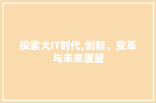 探索大IT时代,创新、变革与未来展望