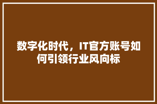 数字化时代，IT官方账号如何引领行业风向标