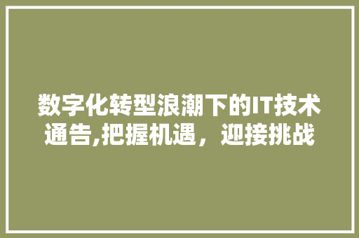 数字化转型浪潮下的IT技术通告,把握机遇，迎接挑战 RESTful API