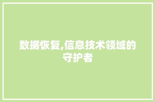 数据恢复,信息技术领域的守护者