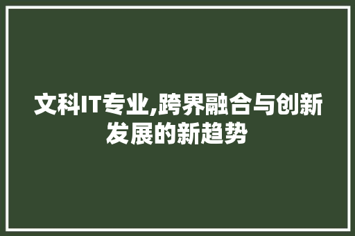 文科IT专业,跨界融合与创新发展的新趋势