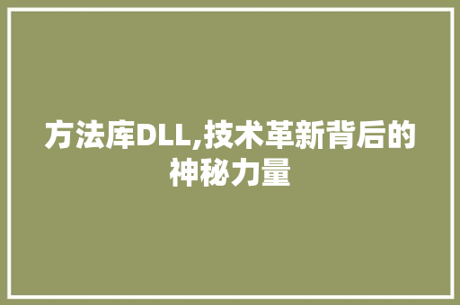 方法库DLL,技术革新背后的神秘力量