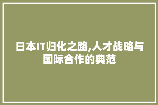 日本IT归化之路,人才战略与国际合作的典范