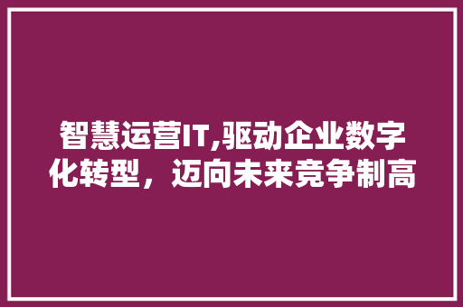 智慧运营IT,驱动企业数字化转型，迈向未来竞争制高点