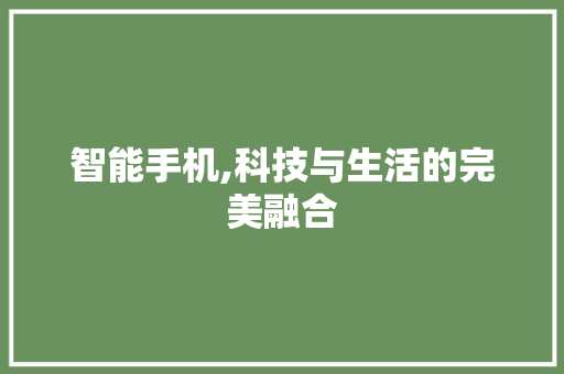 智能手机,科技与生活的完美融合