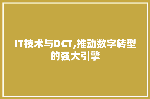 IT技术与DCT,推动数字转型的强大引擎