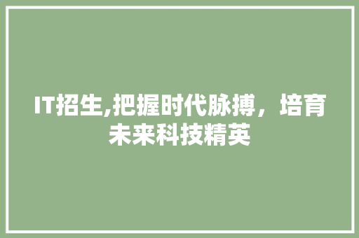 IT招生,把握时代脉搏，培育未来科技精英 SQL