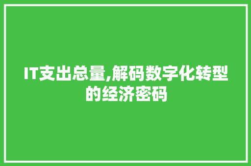 IT支出总量,解码数字化转型的经济密码