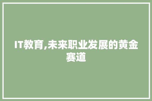 IT教育,未来职业发展的黄金赛道