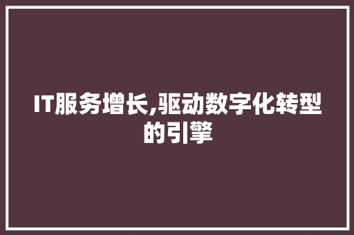 IT服务增长,驱动数字化转型的引擎