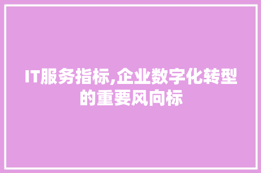 IT服务指标,企业数字化转型的重要风向标