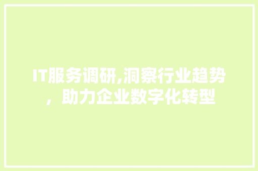 IT服务调研,洞察行业趋势，助力企业数字化转型