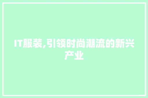 IT服装,引领时尚潮流的新兴产业