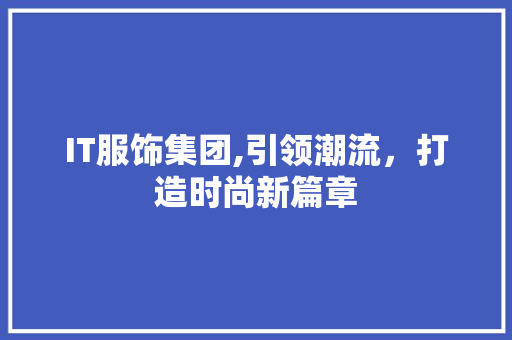 IT服饰集团,引领潮流，打造时尚新篇章