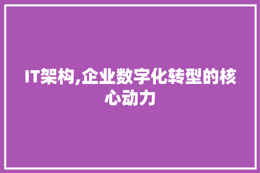 IT架构,企业数字化转型的核心动力