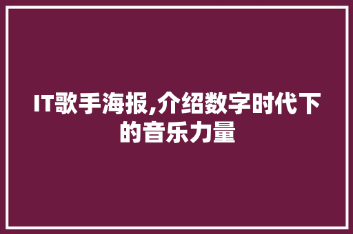 IT歌手海报,介绍数字时代下的音乐力量