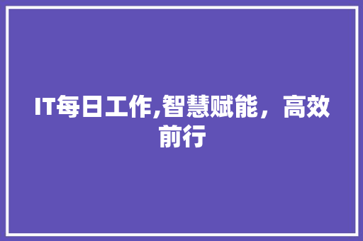 IT每日工作,智慧赋能，高效前行