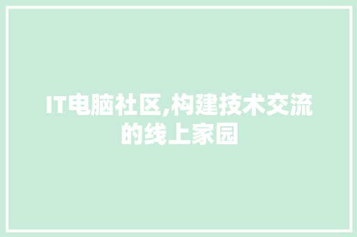 IT电脑社区,构建技术交流的线上家园