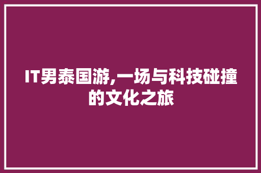 IT男泰国游,一场与科技碰撞的文化之旅