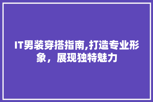 IT男装穿搭指南,打造专业形象，展现独特魅力