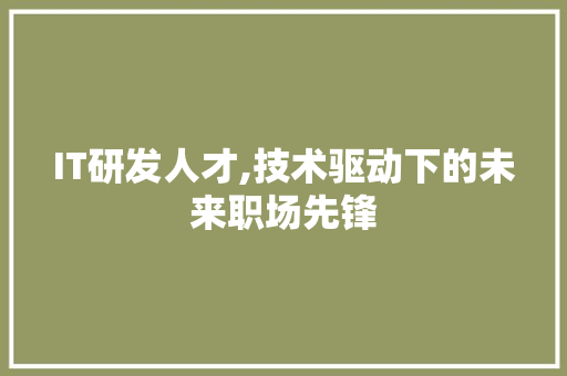 IT研发人才,技术驱动下的未来职场先锋