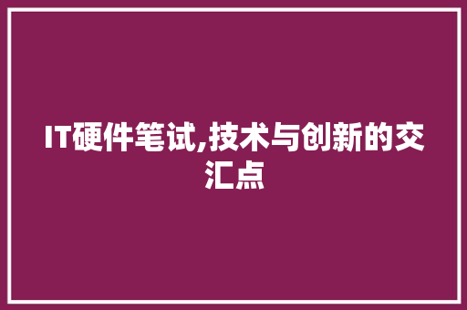 IT硬件笔试,技术与创新的交汇点