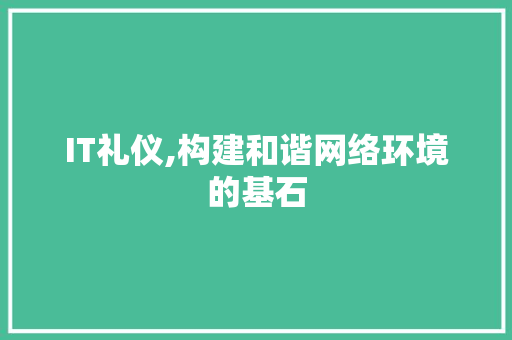 IT礼仪,构建和谐网络环境的基石