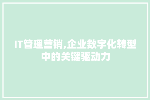 IT管理营销,企业数字化转型中的关键驱动力