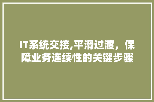 IT系统交接,平滑过渡，保障业务连续性的关键步骤