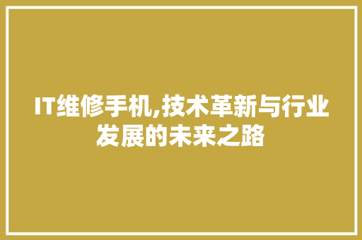 IT维修手机,技术革新与行业发展的未来之路