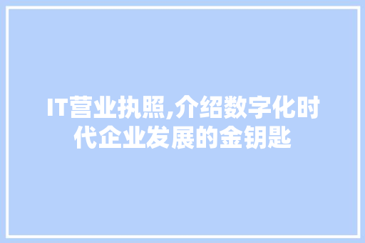 IT营业执照,介绍数字化时代企业发展的金钥匙