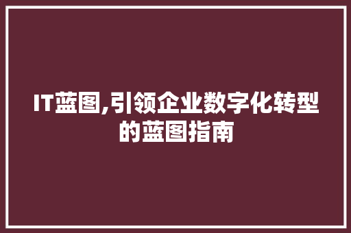 IT蓝图,引领企业数字化转型的蓝图指南 CSS