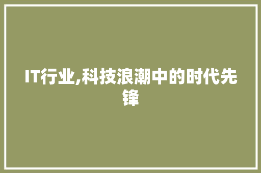 IT行业,科技浪潮中的时代先锋