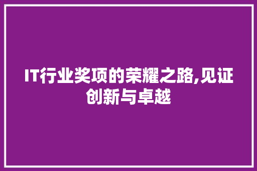 IT行业奖项的荣耀之路,见证创新与卓越