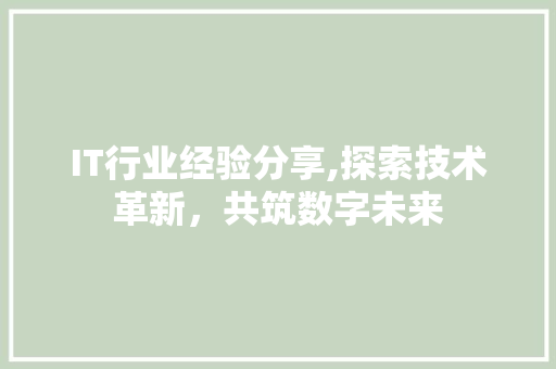 IT行业经验分享,探索技术革新，共筑数字未来 Node.js