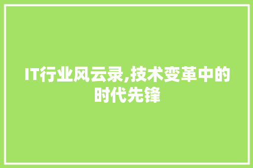 IT行业风云录,技术变革中的时代先锋