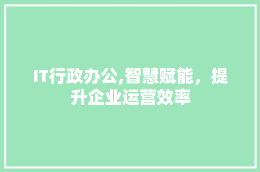 IT行政办公,智慧赋能，提升企业运营效率