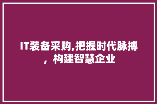 IT装备采购,把握时代脉搏，构建智慧企业