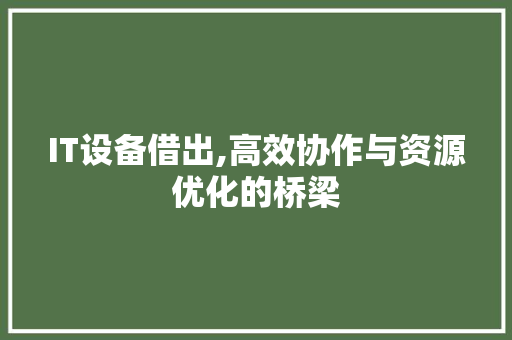 IT设备借出,高效协作与资源优化的桥梁