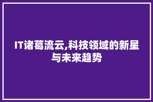 IT诸葛流云,科技领域的新星与未来趋势