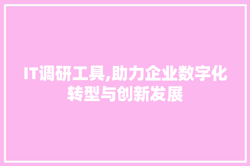 IT调研工具,助力企业数字化转型与创新发展