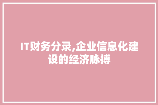 IT财务分录,企业信息化建设的经济脉搏